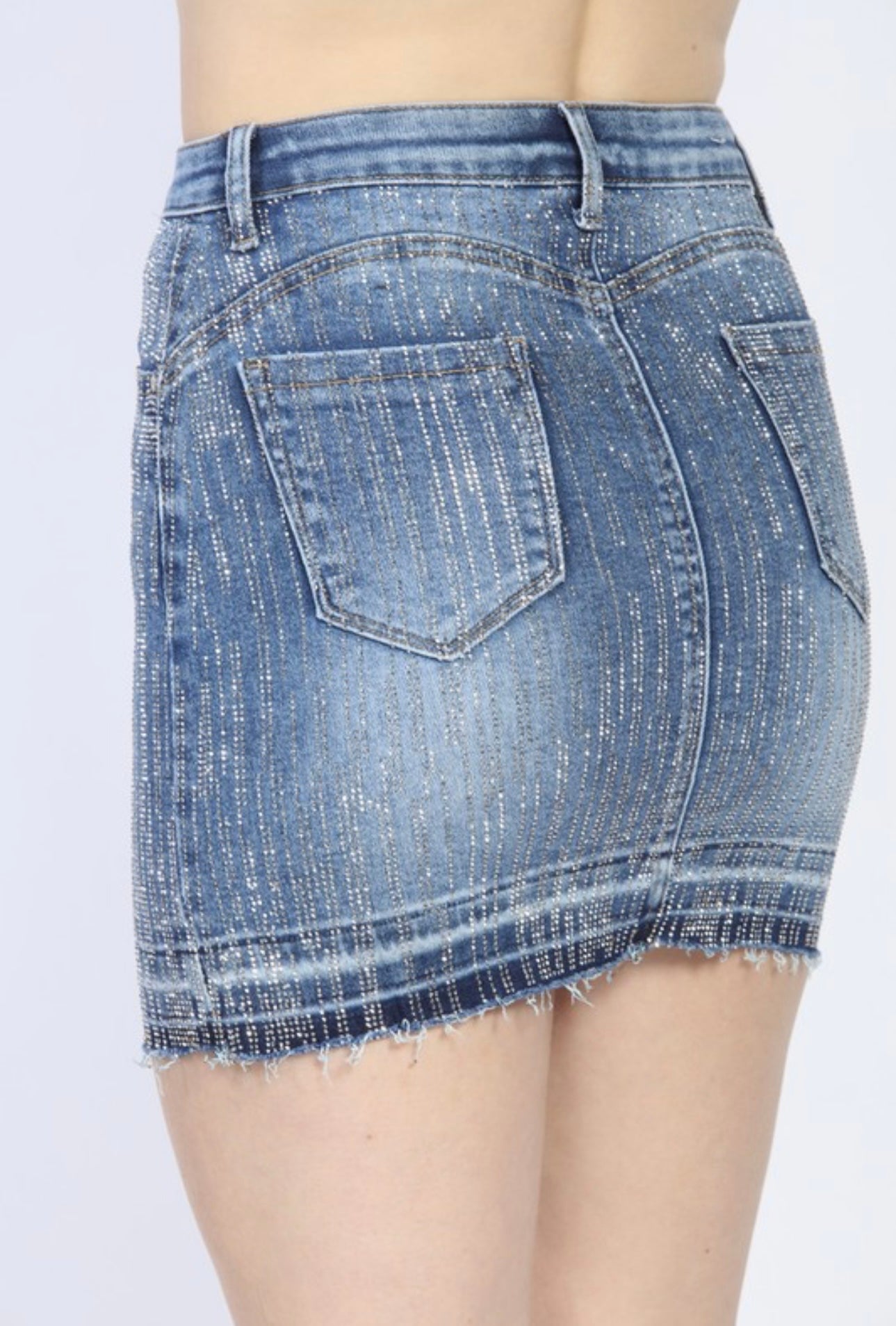MIA Embellished Shiny Jean Skirt