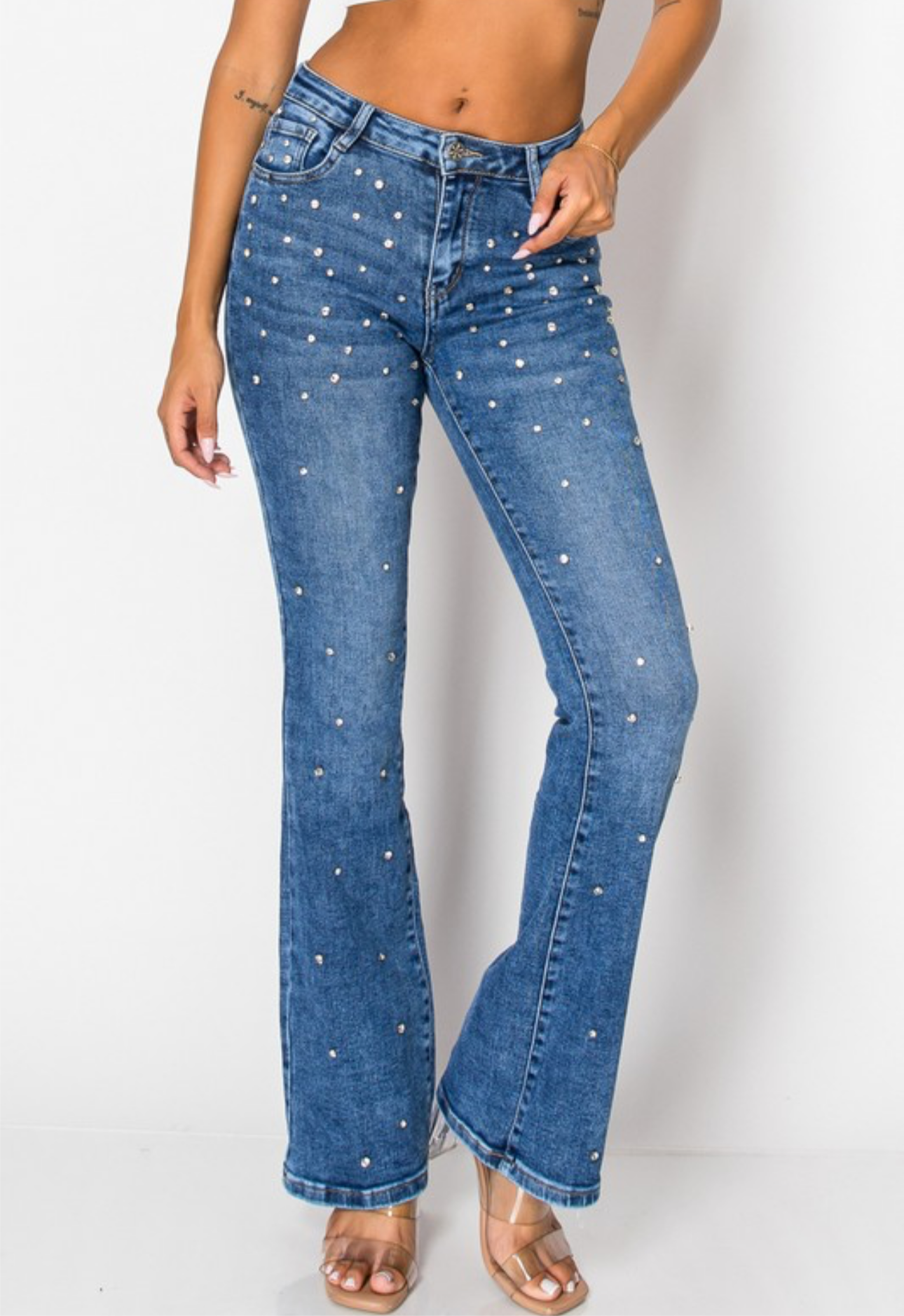 Rhinestone embellished jeans