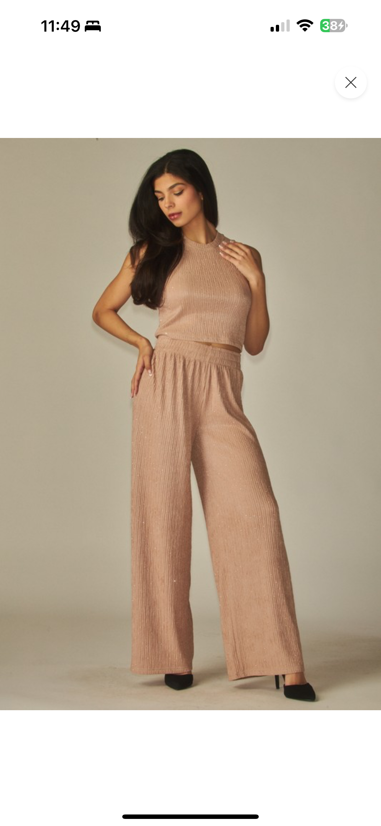 Crinkled Rhinestone Crop Pants Set