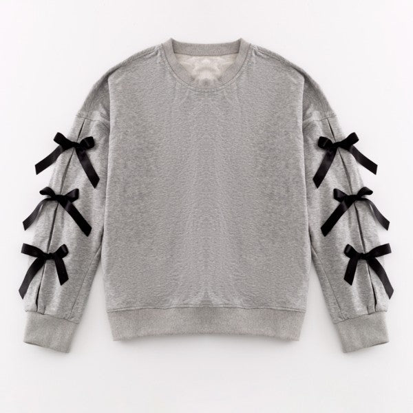 Oversized bow crewneck sweater
