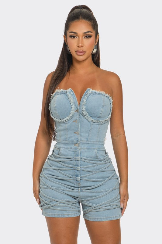 AMANI Denim Corset Romper
