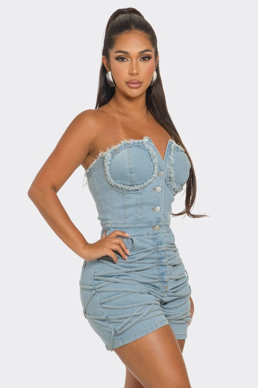 AMANI Denim Corset Romper