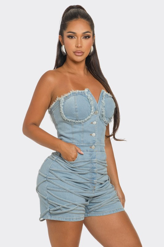 AMANI Denim Corset Romper