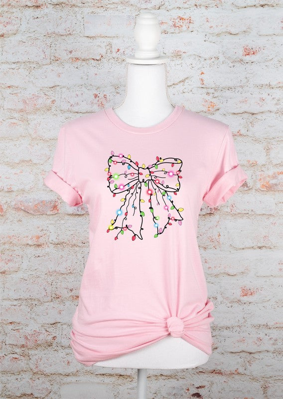Christmas Bow Lights Holiday Graphic Tee
