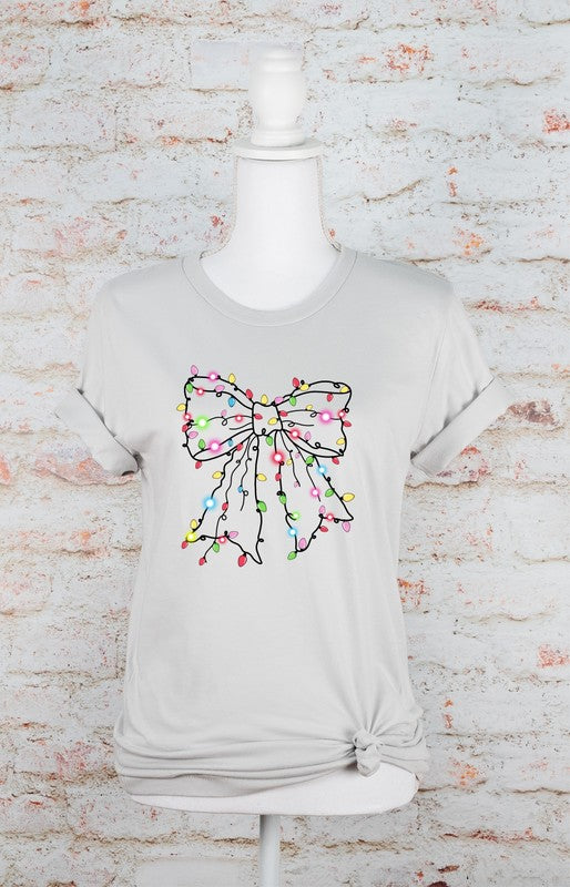 Christmas Bow Lights Holiday Graphic Tee