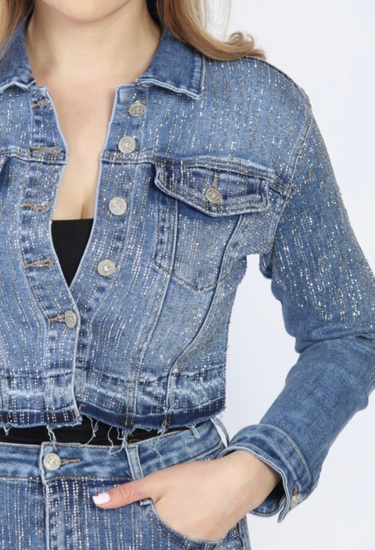MIA Embellished Shiny Demin Jacket