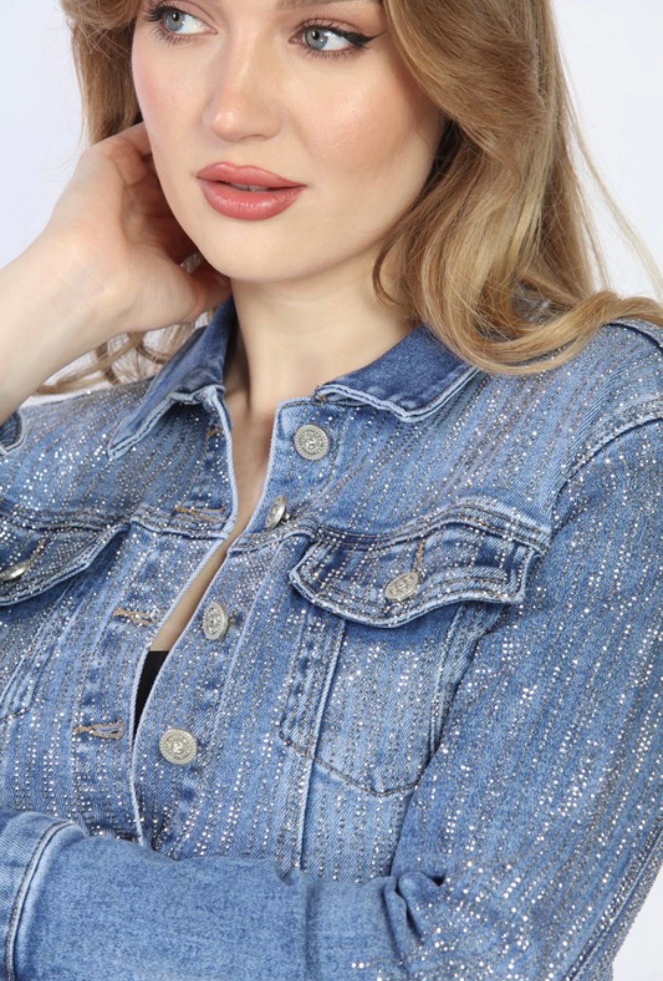 MIA Embellished Shiny Demin Jacket