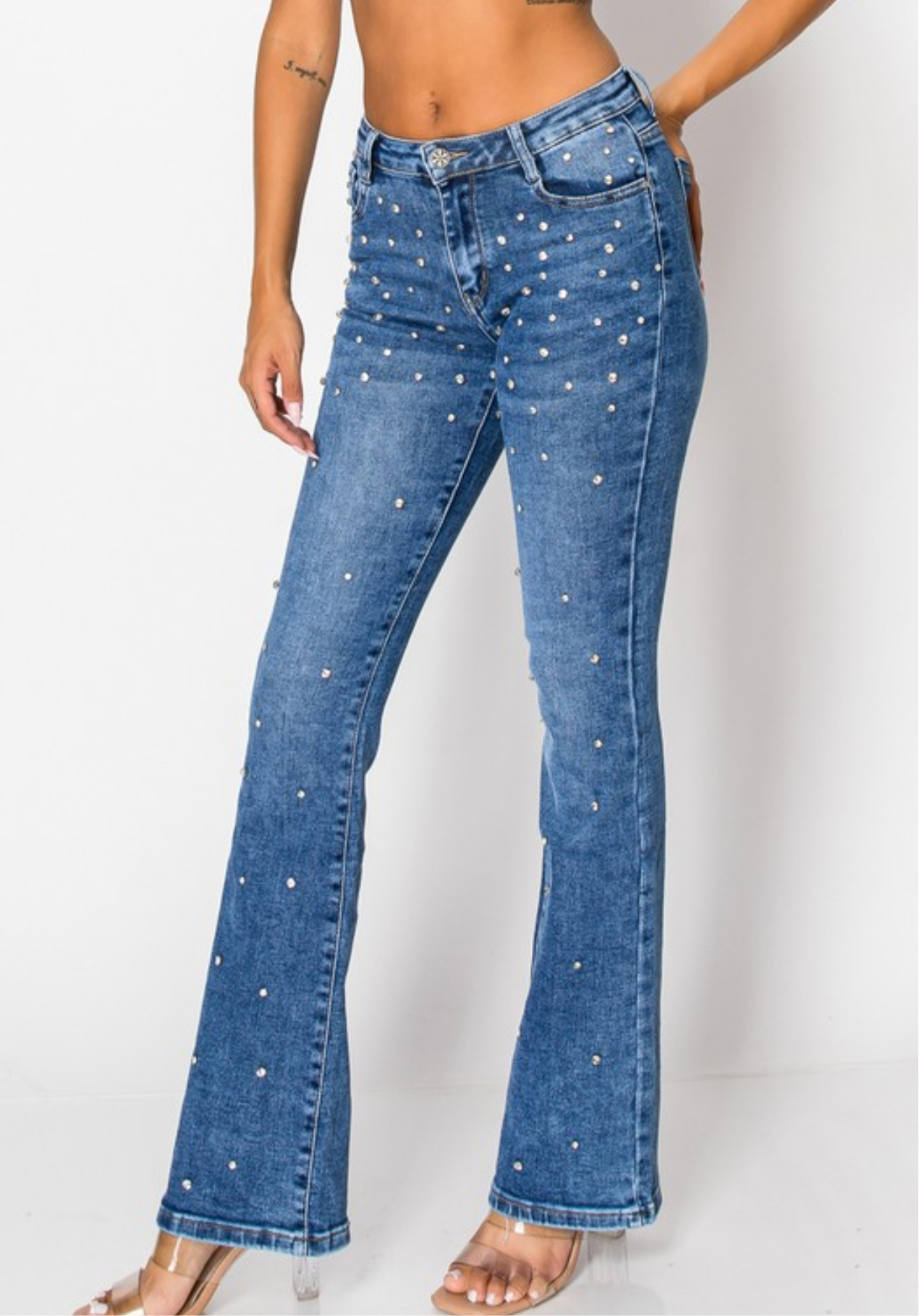 Rhinestone embellished jeans