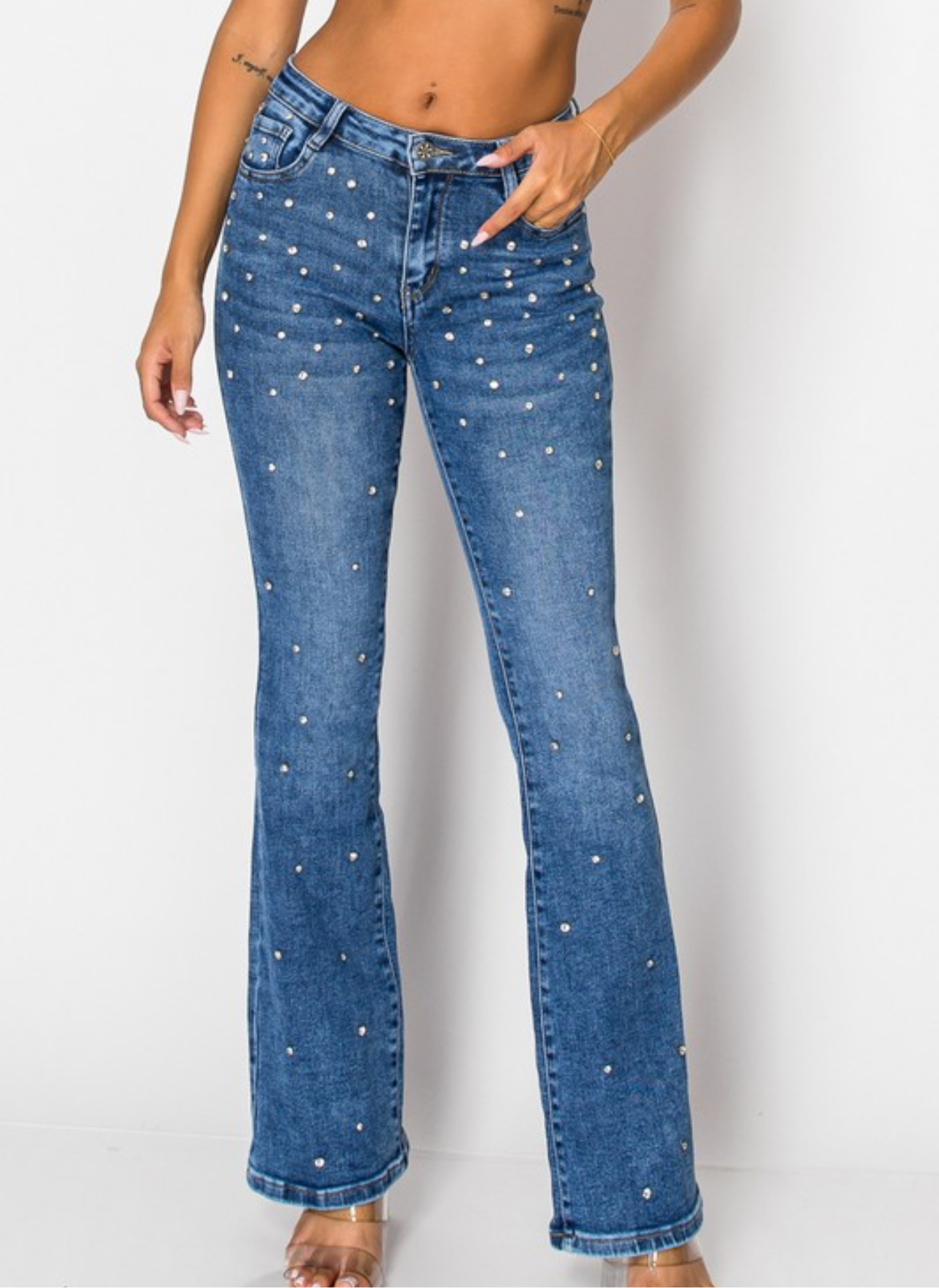 Rhinestone embellished jeans