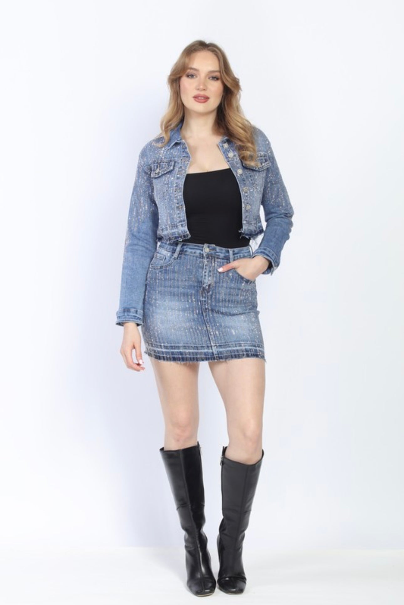 MIA Embellished Shiny Demin Jacket