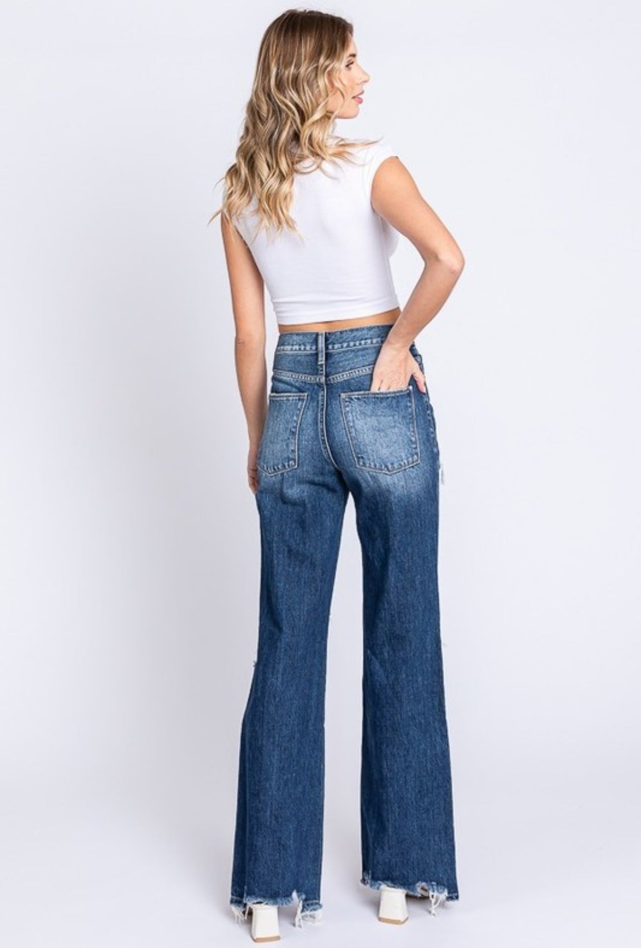 Petra Distressed Wide Leg Jeans