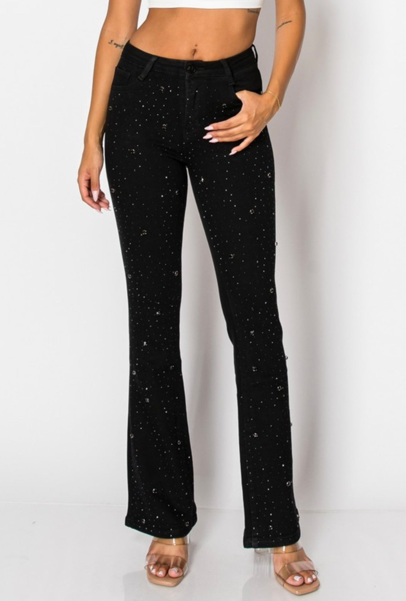 Fernanda Embellished Wide Leg Jeans